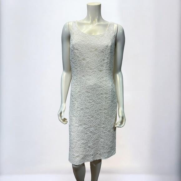 Tahari Lux Elegant White Lace Sheath Dress - Size 8 - Picture 1 of 9